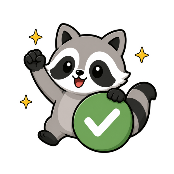 Rocky, the SwapKeep raccoon, giving a happy thumbs up.